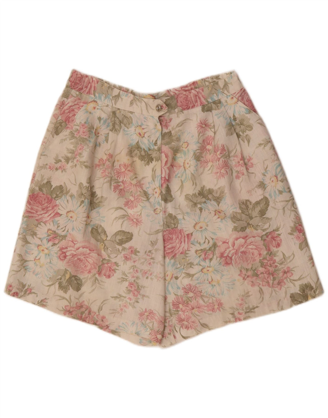 SAG HARBOR Short décontracté taille haute pour femme W32 Grand motif floral blanc