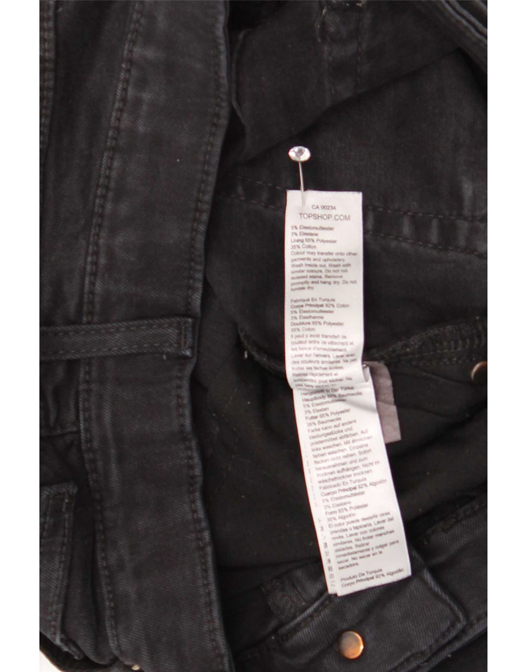Topshop Jean Skinny W30 L27 Noir Élasthanne Femme