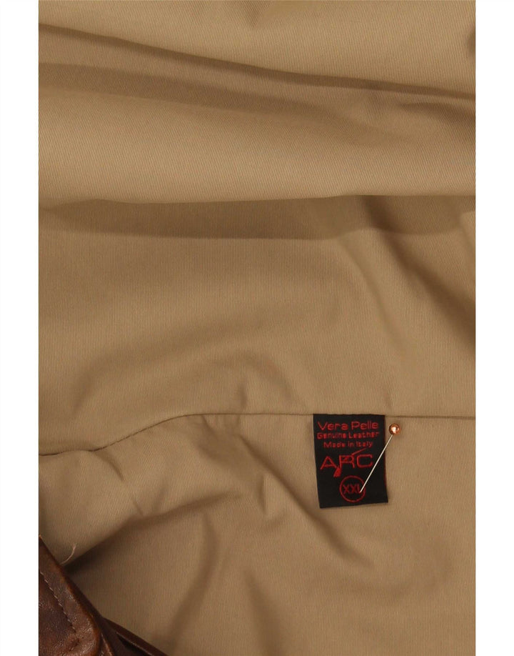 Veste en cuir femme vintage UK 20 2XL Marron