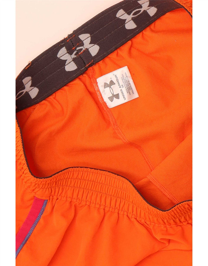 Under Armour Short de sport pour femme UK 8 Small Orange Rayé Polyester
