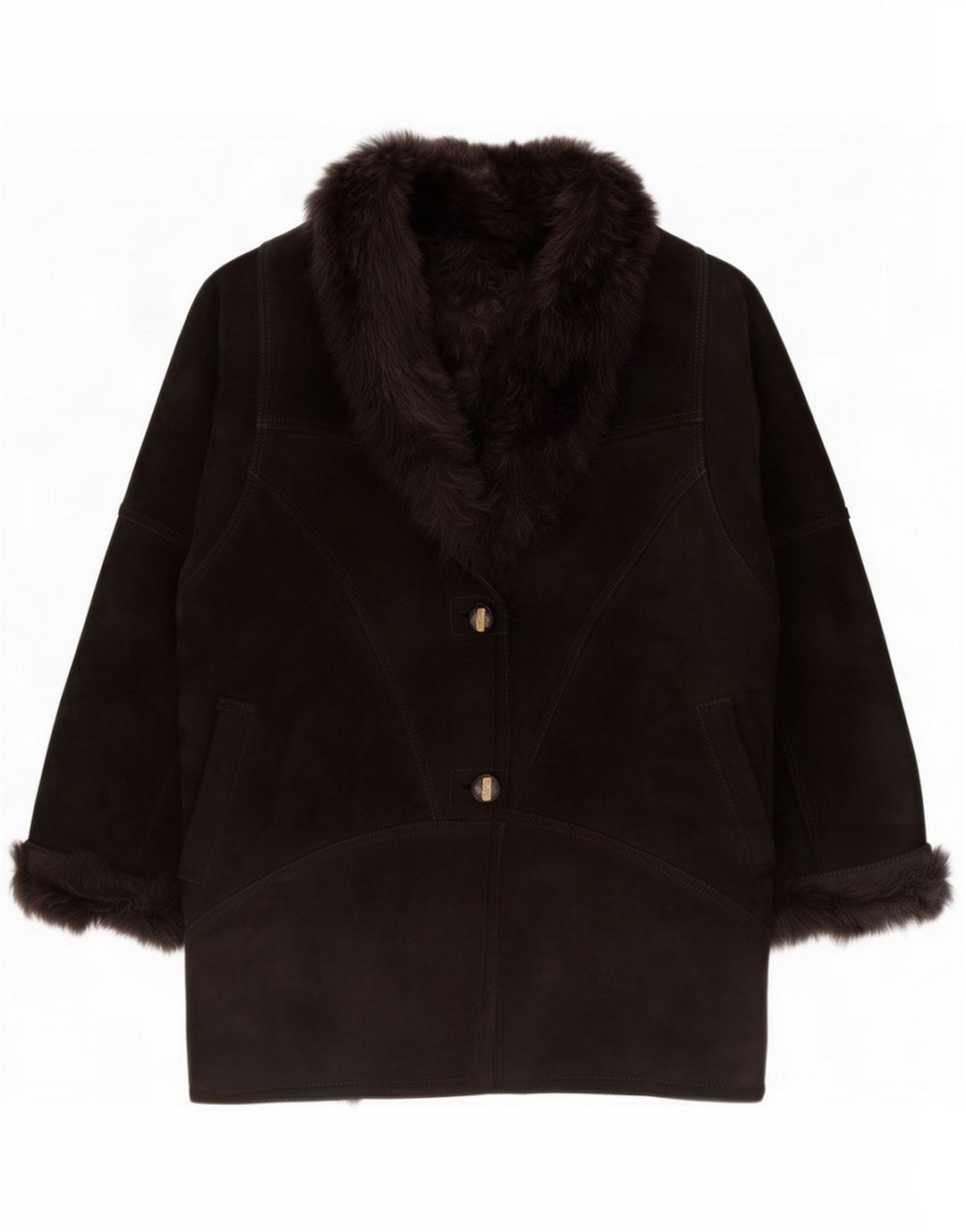 Veste en peau de mouton vintage pour femme IT 48 XL Noir