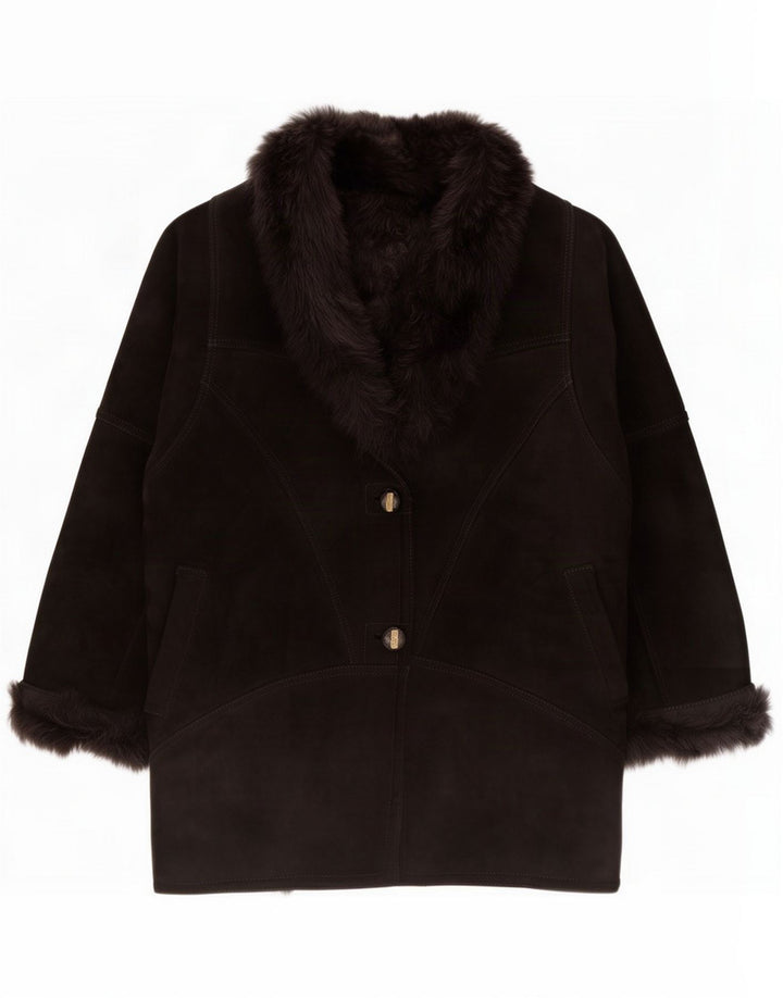 Veste en peau de mouton vintage pour femme IT 48 XL Noir