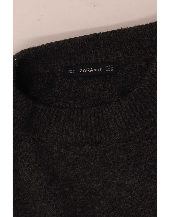 Zara Pull surdimensionné à col rond pour femme UK 14 Gris moyen