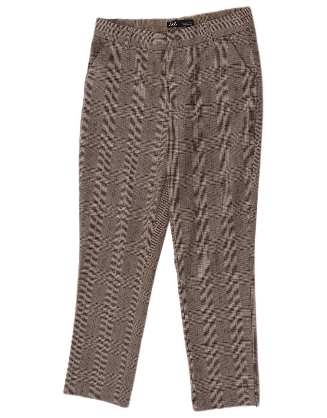 Zara Pantalon Chino Slim Femme Petit W26 L25 Gris Carreaux