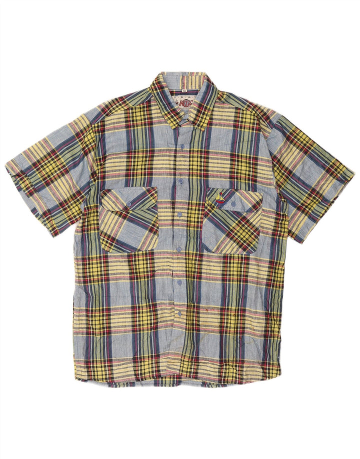 BASIC Chemise à Manches Courtes Homme Coton à Carreaux Multicolore Moyen