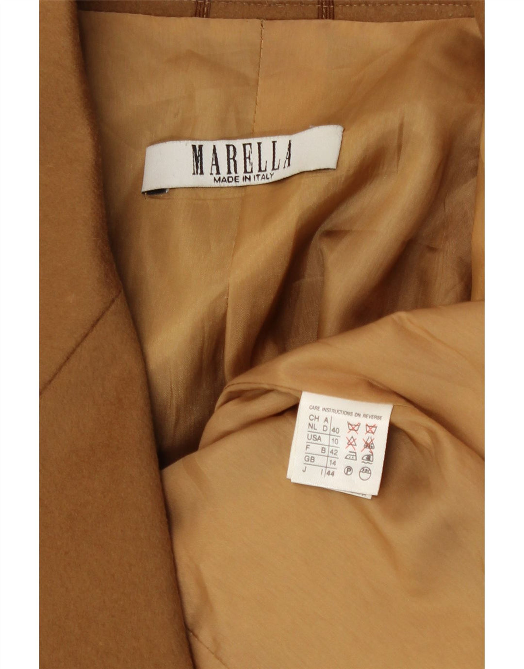 Marella Veste Blazer 2 Boutons Femme UK 14 Grande Laine Marron