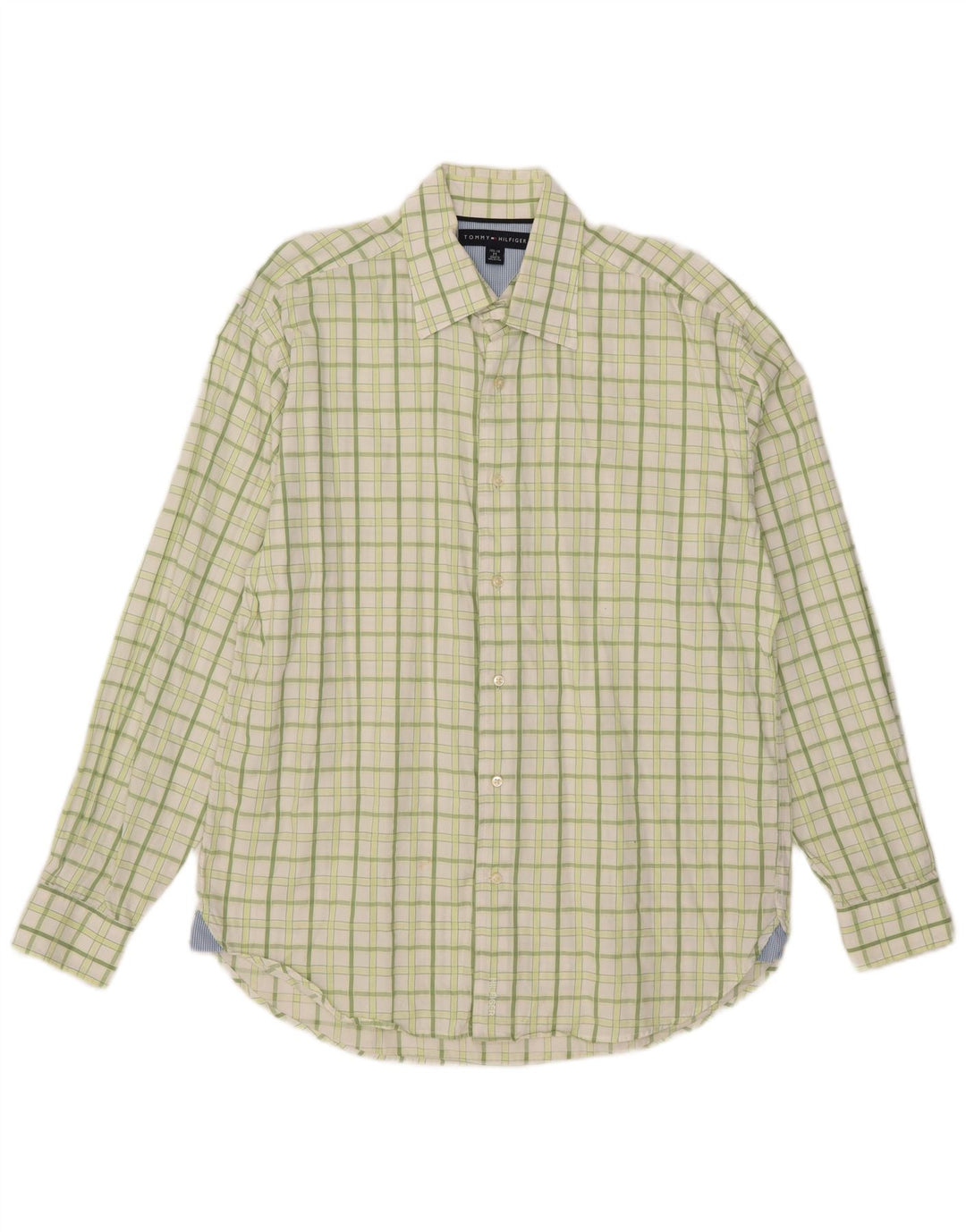 Tommy Hilfiger Chemise homme Taille 15 1/2 16 Coton à carreaux vert moyen