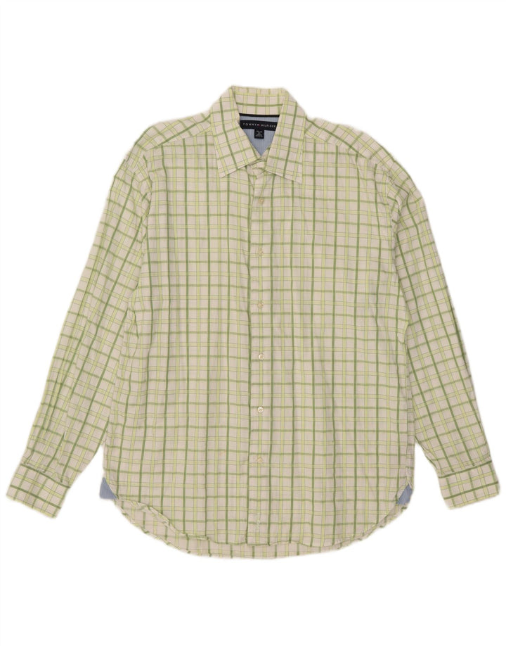 Tommy Hilfiger Chemise homme Taille 15 1/2 16 Coton à carreaux vert moyen