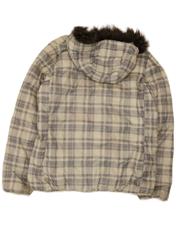 Nike Veste matelassée réversible à capuche pour homme UK 44 2XL Blanc à carreaux Polyester