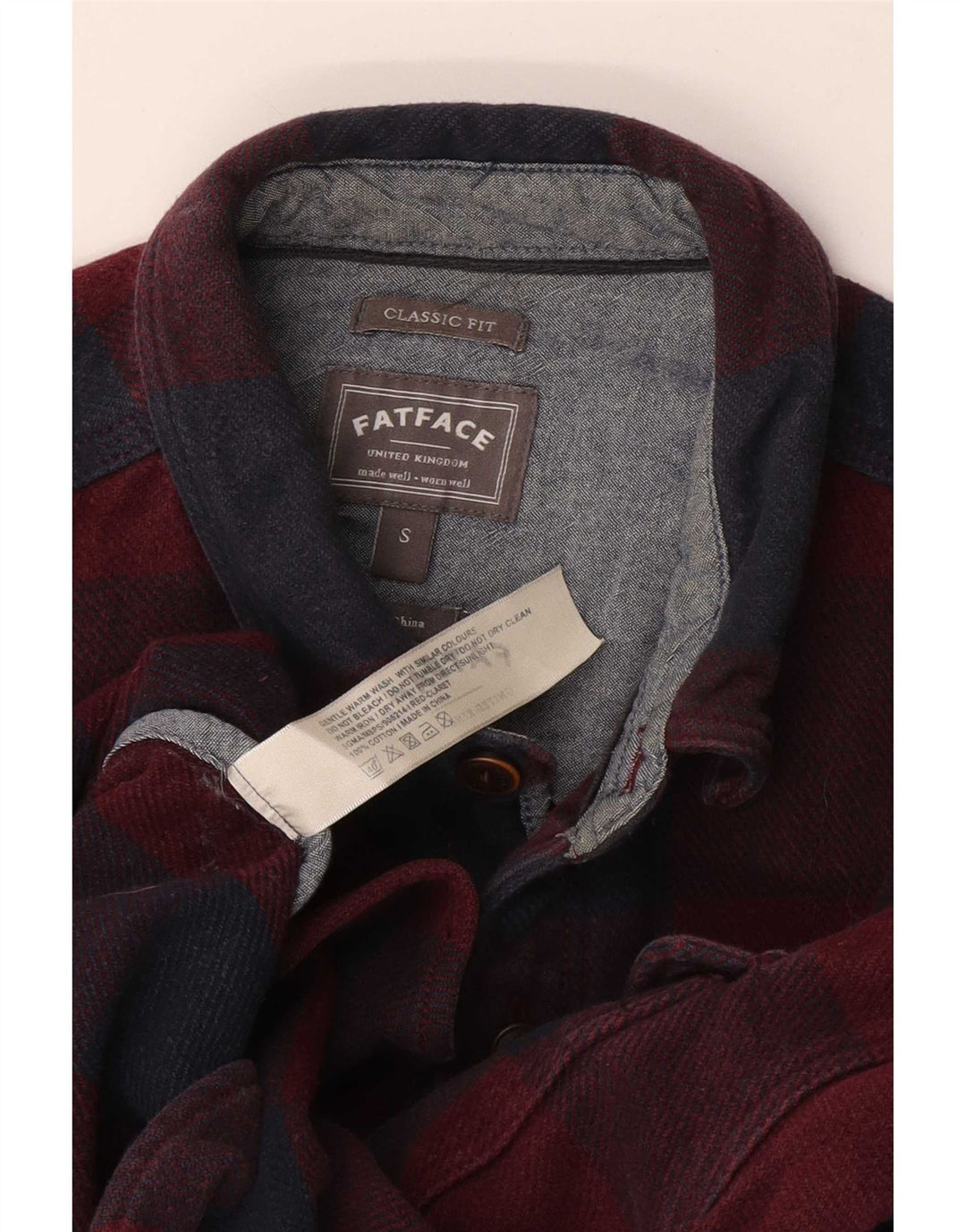 Fat Face Chemise classique en flanelle pour homme en coton à petits carreaux rouges