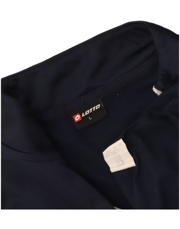 LOTTO Womens Tracksuit Top Jacket UK 16 Large Navy Blue Polyester