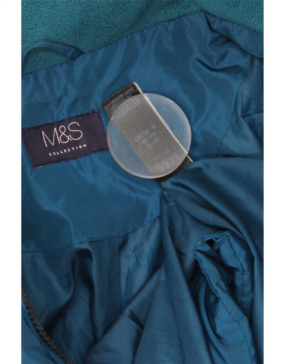 Marks & Spencer Veste matelassée matelassée pour femme UK 12 Bleu moyen Polyester