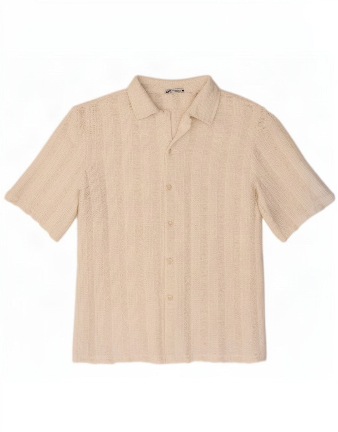 Zara Chemise en tricot à manches courtes pour hommes Grand polyester à rayures blanches