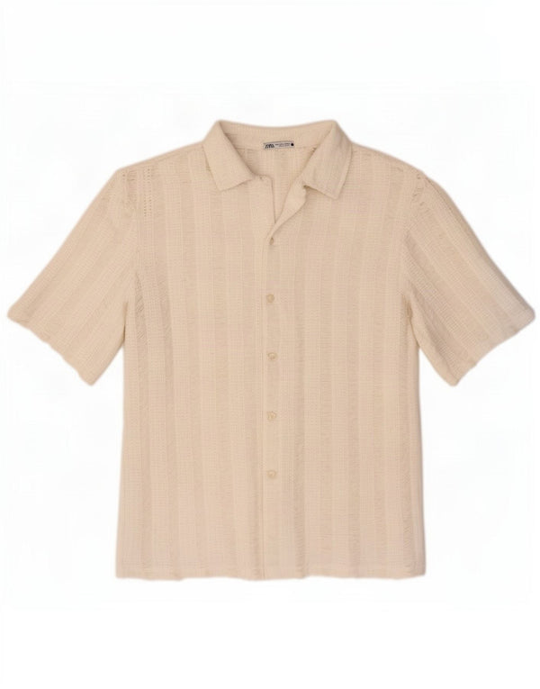 Zara Chemise en tricot à manches courtes pour hommes Grand polyester à rayures blanches