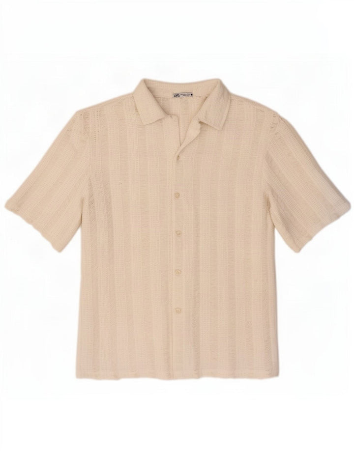 Zara Chemise en tricot à manches courtes pour hommes Grand polyester à rayures blanches