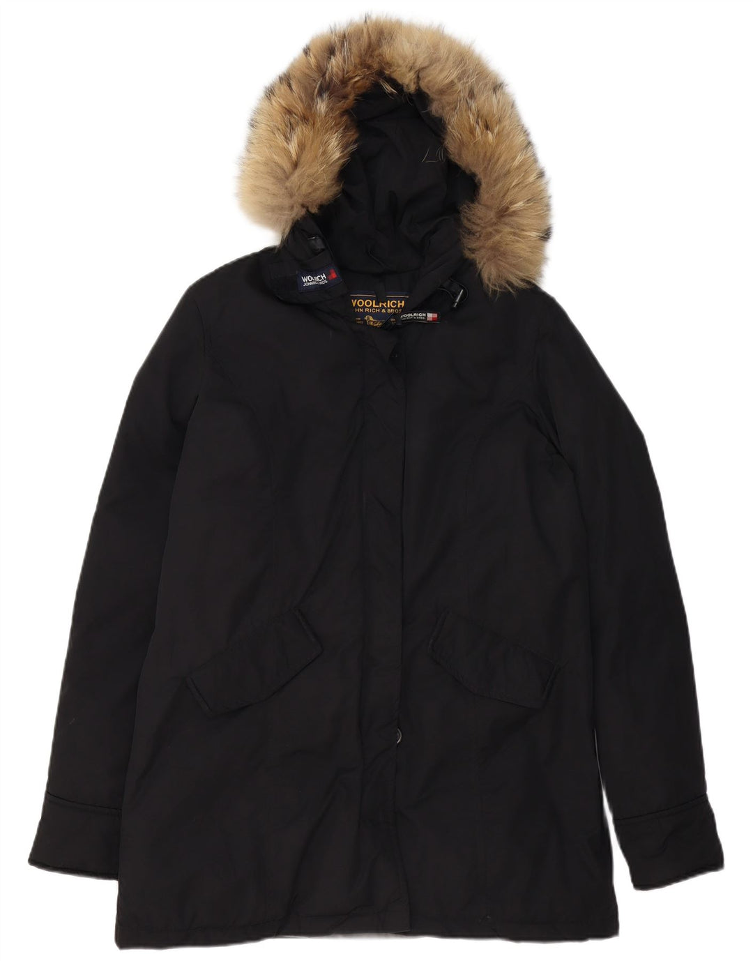 WOOLRICH Manteau rembourré à capuche pour femme UK 16 Large Noir Polyester
