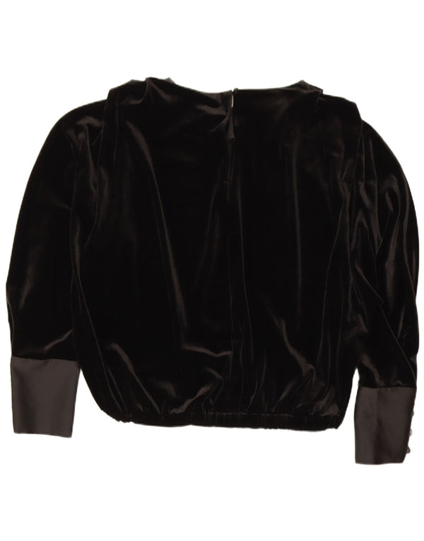 Zara Chemisier surdimensionné à manches longues en velours pour femme UK 14 Noir moyen