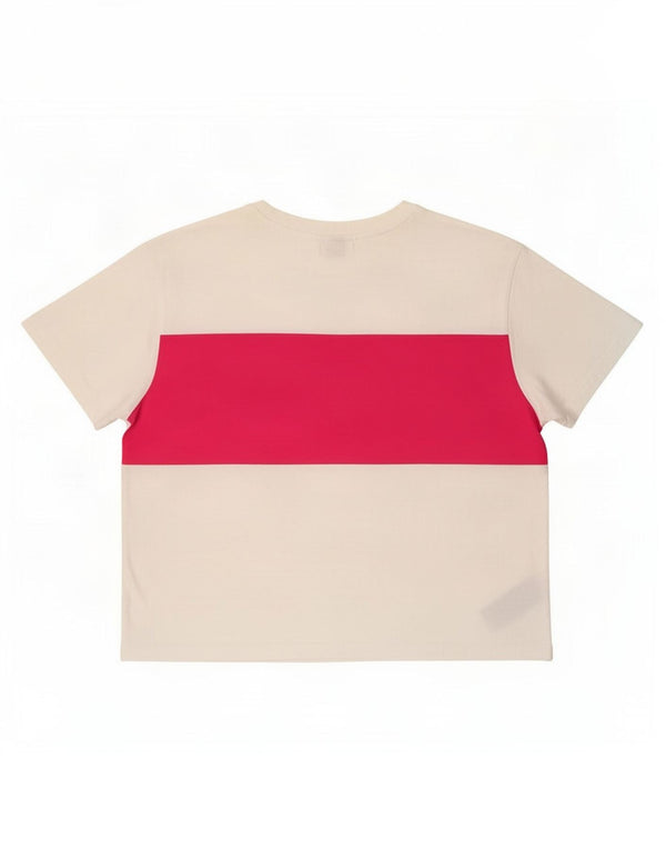 Fila Womens Crop Graphic T-Shirt Top UK 14 Grand Blanc Colorblock Coton