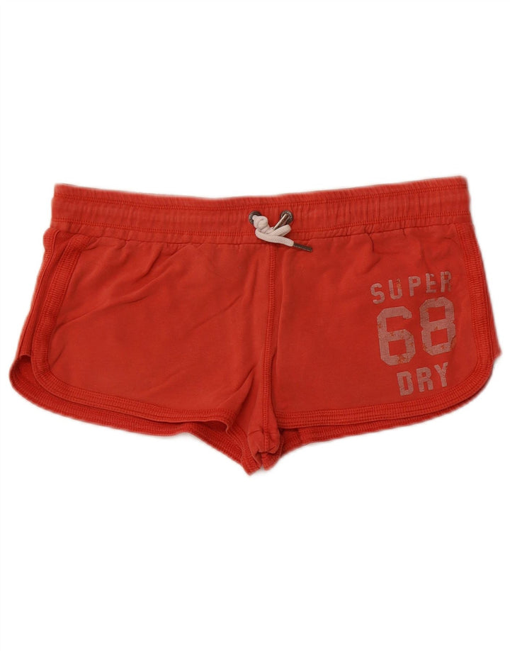 Superdry Short de sport graphique pour femme UK 16 Large Orange Coton