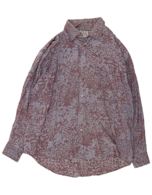 Orso Poeta Chemise Homme Large Gris Floral Viscose