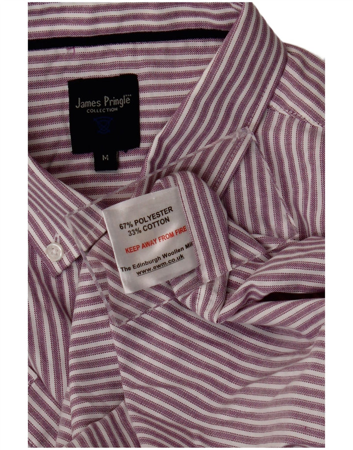 JAMES PRINGLE Chemise à manches courtes pour homme en polyester à fines rayures violet moyen