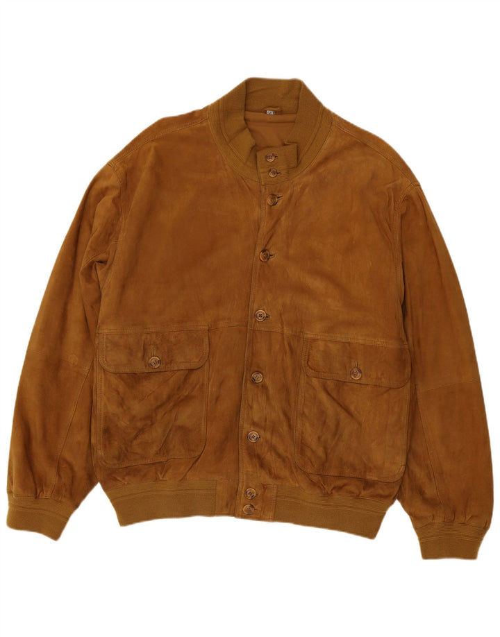 Luca D'altieri Blouson Bomber En Daim Pour Homme IT 56 3XL Cuir Marron