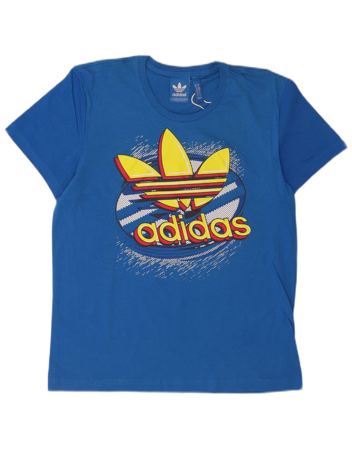 Adidas T-Shirt Graphique Homme Bleu Moyen Coton