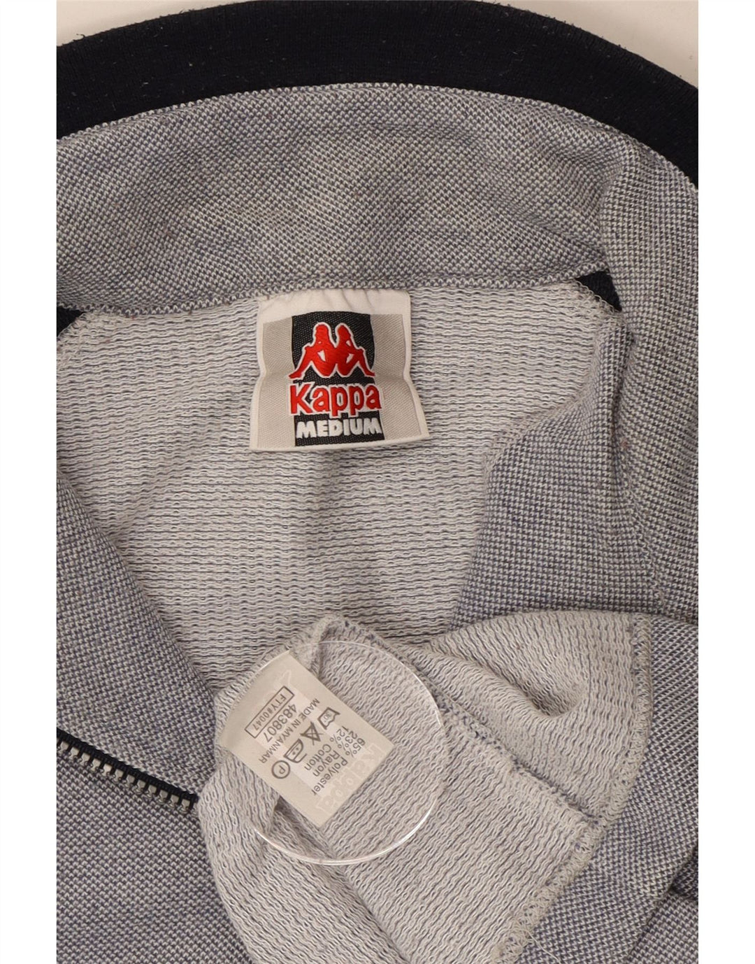Kappa Sweat-Shirt Graphique à Col Zippé Homme Gris Moyen Colorblock