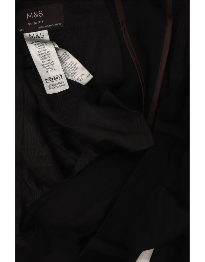 MARKS & SPENCER Pantalon Chino Coupe Slim Homme W32 L28 Noir Polyester
