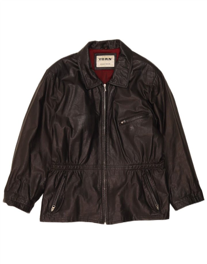 Yorn Veste en cuir surdimensionnée pour femme EU 40 Cuir noir moyen
