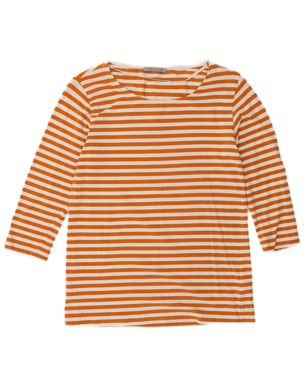 Cos Haut Femme Manches 3/4 UK 10 Petit Coton Rayé Orange