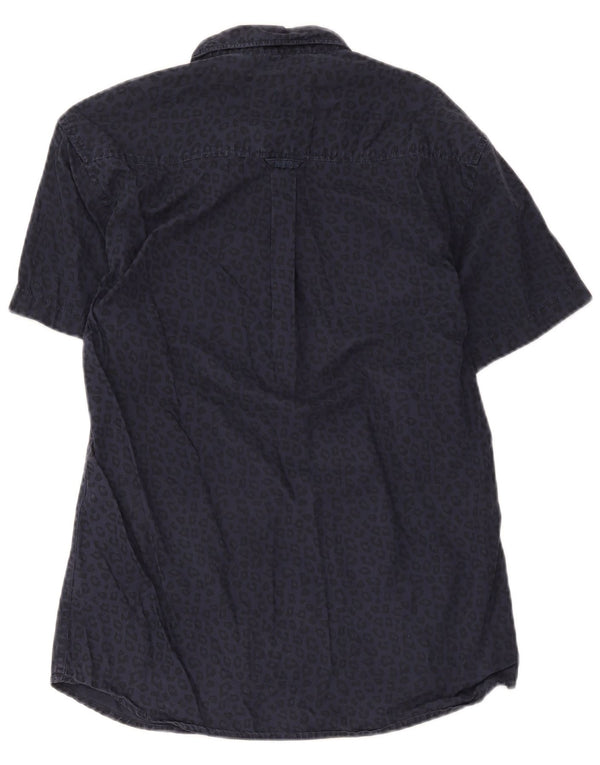 Jack & Jones Chemise à manches courtes pour hommes en coton à imprimé animal bleu marine grand
