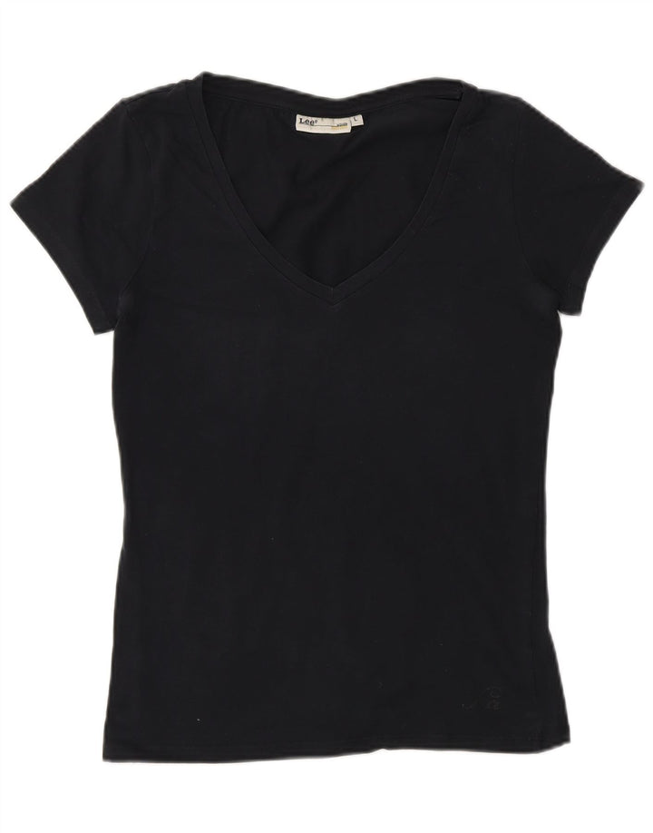Lee T-Shirt Femme Top UK 14 Large Noir