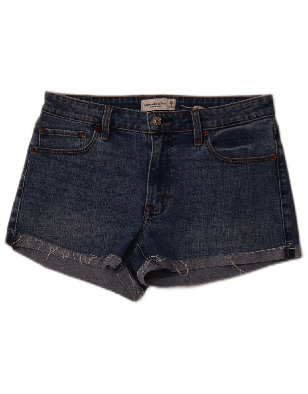 ABERCROMBIE & FITCH Short en jean taille moyenne pour femme US 8 Medium W29 Bleu