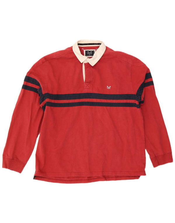 Crew Clothing Polo de rugby à manches longues pour homme en coton color block rouge 2XL
