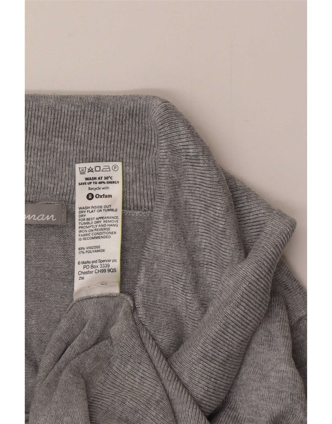 Marks & Spencer Pull col roulé pour femme UK 12 Gris moyen Viscose
