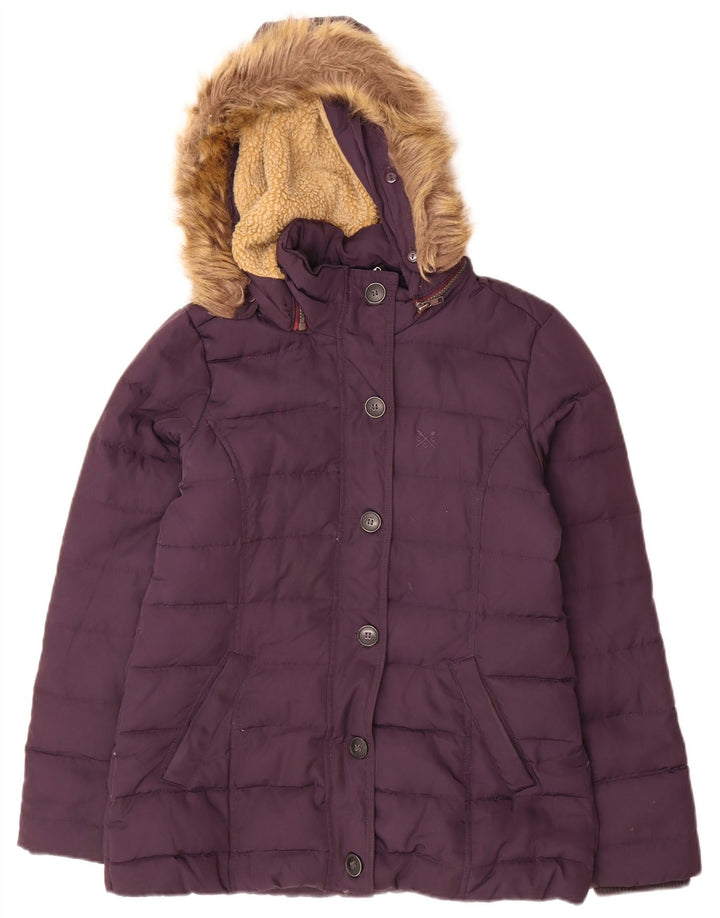 Crew Clothing Veste matelassée à capuche pour femme UK 10 Small Violet Polyester