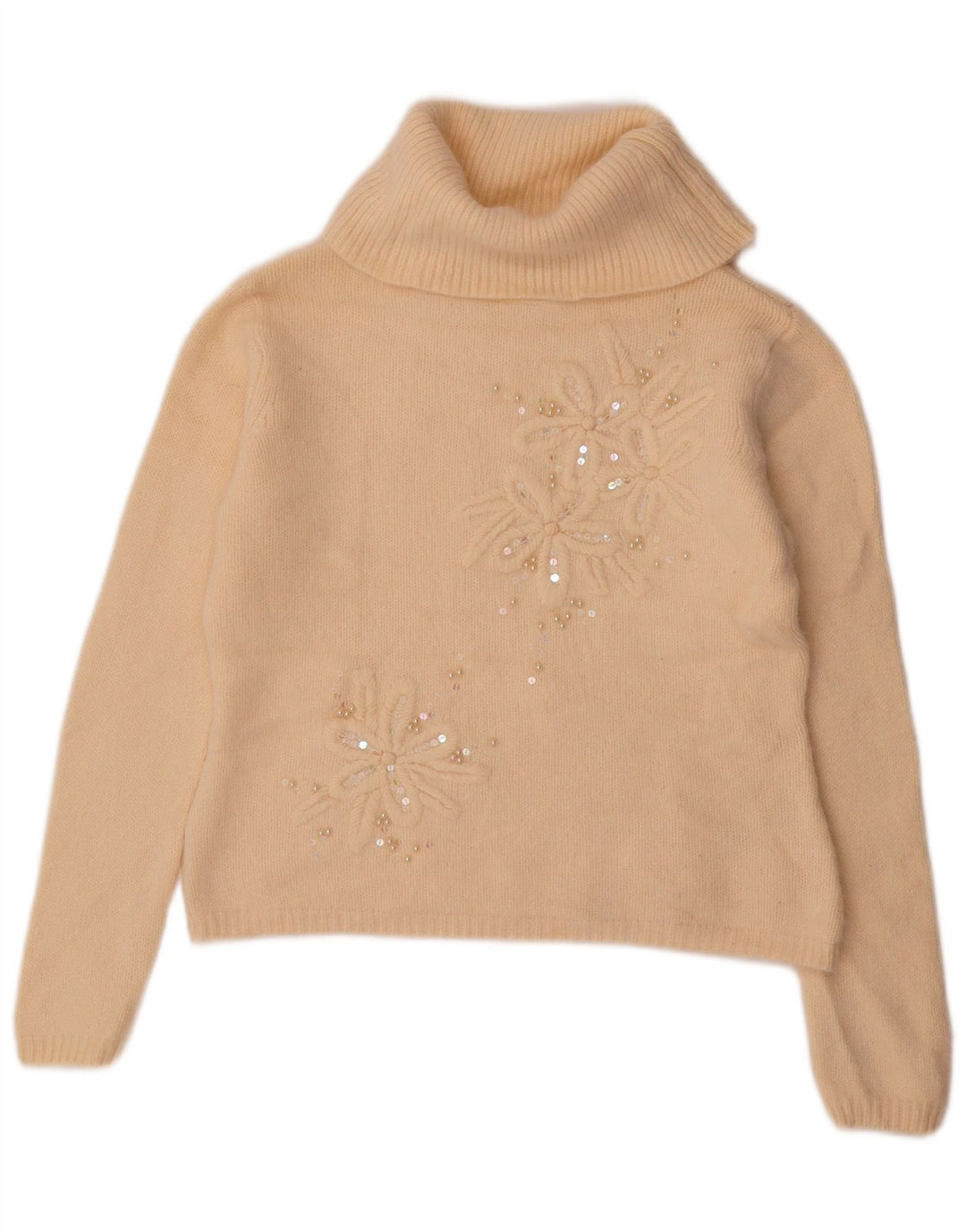 Marks & Spencer Pull col roulé pour femme UK 12 Beige moyen floral