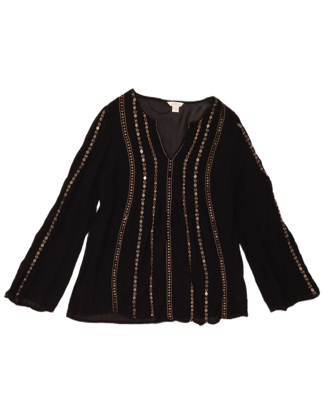 MONSOON Chemisier à manches longues pour femme UK 8 Small Noir Viscose