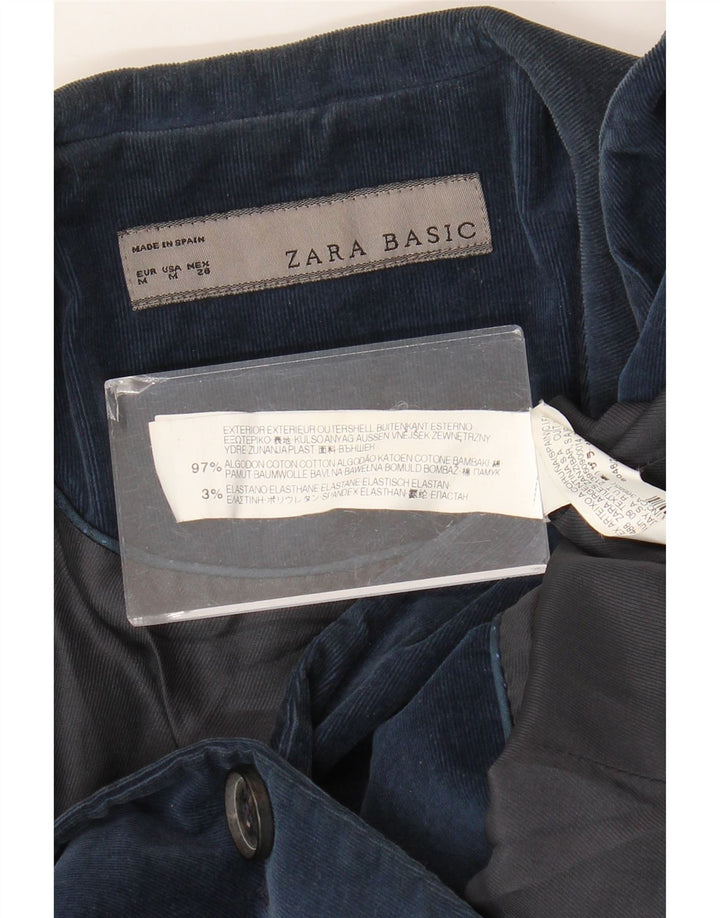 Zara Veste blazer en velours côtelé pour femme 1 bouton UK 12 Bleu marine moyen en coton
