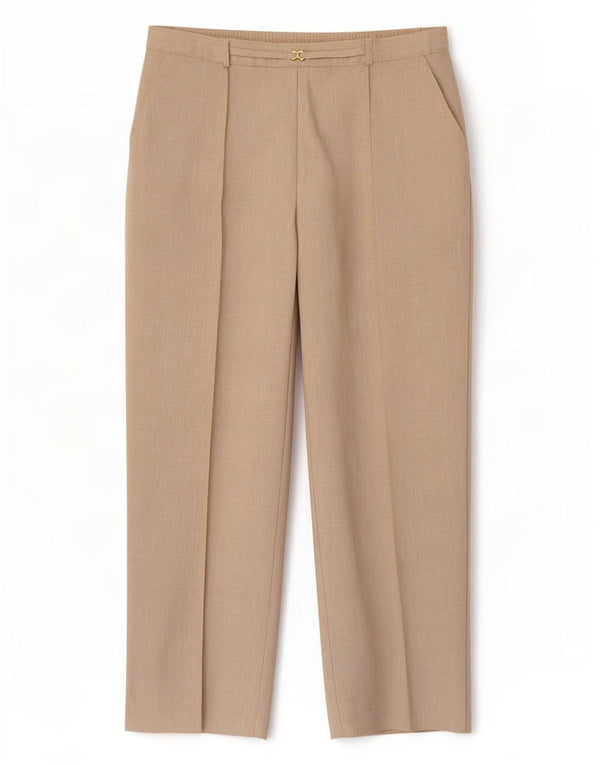 Marks & Spencer Womens Straight Casual Trousers UK 16 Large W32 L26 Beige