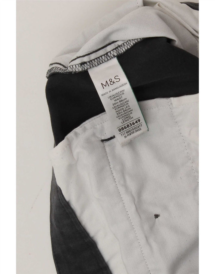 Marks & Spencer Pantalon Chino Slim Homme W34 L33 Gris Coton