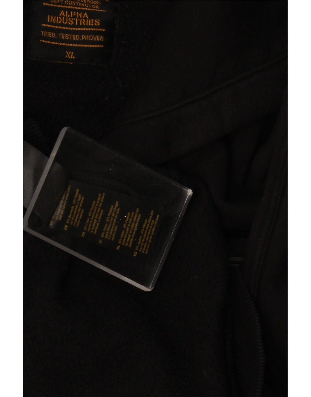 ALPHA INDUSTRIES Pull à capuche graphique pour homme XL en coton noir