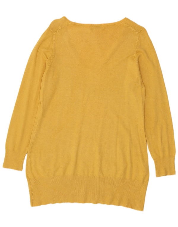 Marks & Spencer Pull col en V pour femme UK 44 Viscose jaune moyen