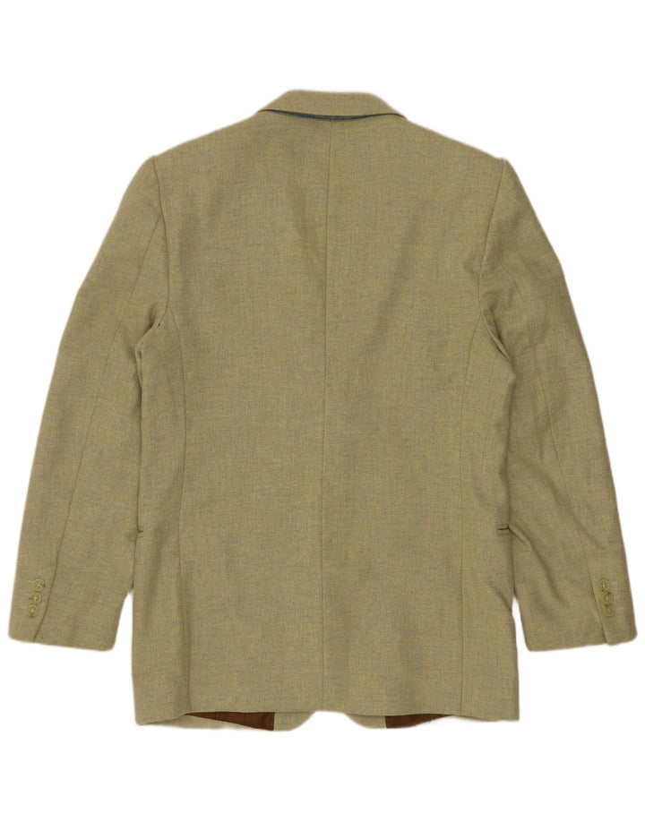 VINTAGE Veste Blazer 3 Boutons Homme IT 46 Petite Laine Verte