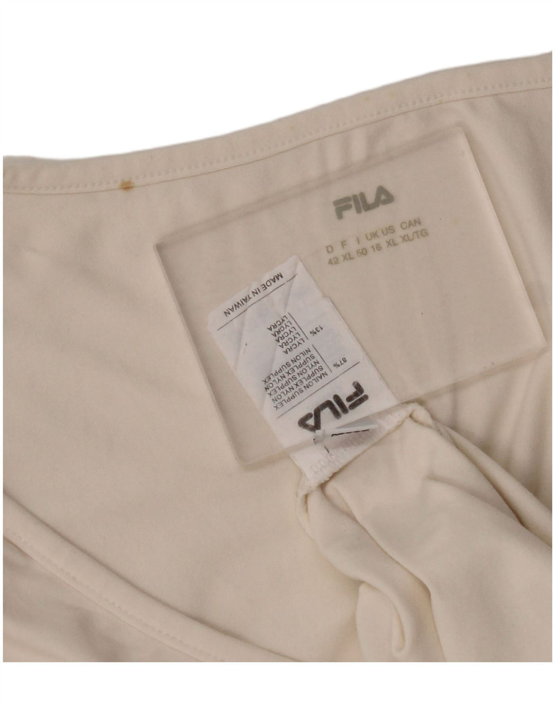 FILA T-Shirt Femme UK 16 Large Off White Nylon