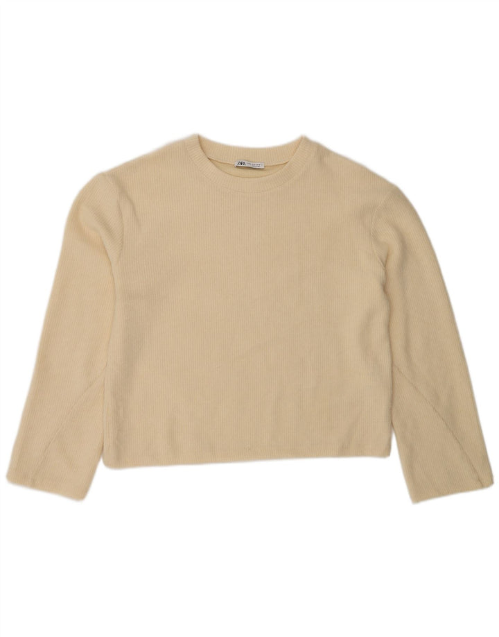 Zara Femme Top Manches Longues UK 44 Polyester Beige Moyen