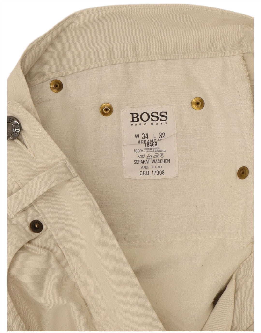 HUGO BOSS Jean Arkansas Tapered Homme Blanc W34 L32 Coton