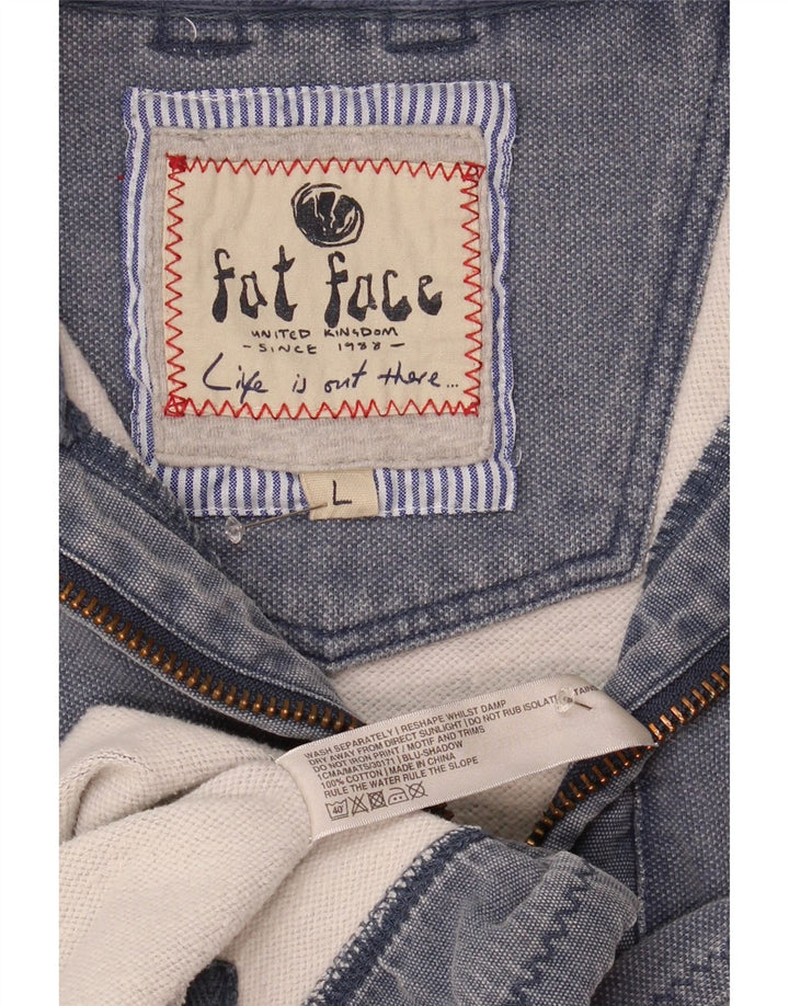 Fat Face Sweat-shirt à col zippé pour homme en coton bleu Taille L