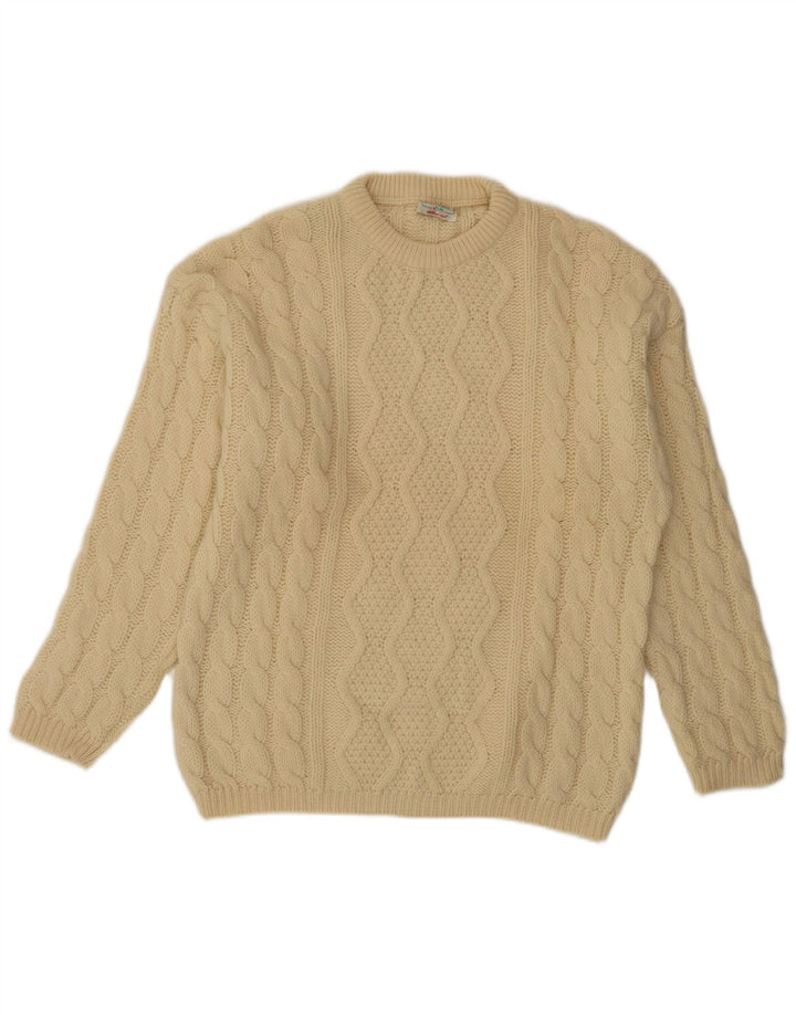 Benetton Pull col rond homme IT 48 laine beige moyen